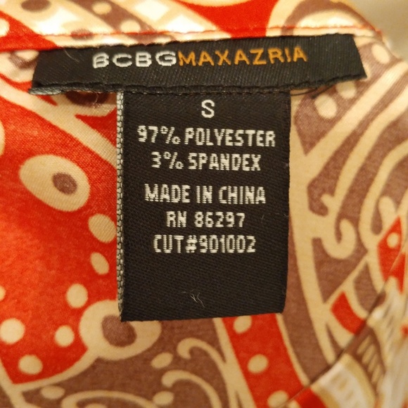 BCBGMaxAzaria Satin Keyhole Blouse Small - Picture 6 of 9